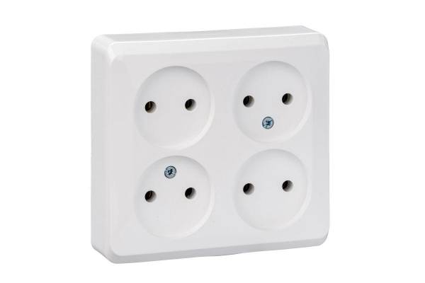 Розетка 4-м ОП Этюд 16А IP20 без заземл. бел. SchE PA16-205B