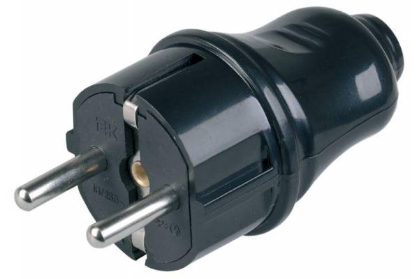 Вилка прямая ВПп10-02-Ст разборная с заземл. контактом 16А черн. IEK EVP10-16-01-K02