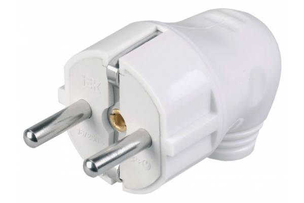 Вилка угловая ВПу11-01-Ст разборная с заземл. 16А бел. IEK EVP11-16-01-K01