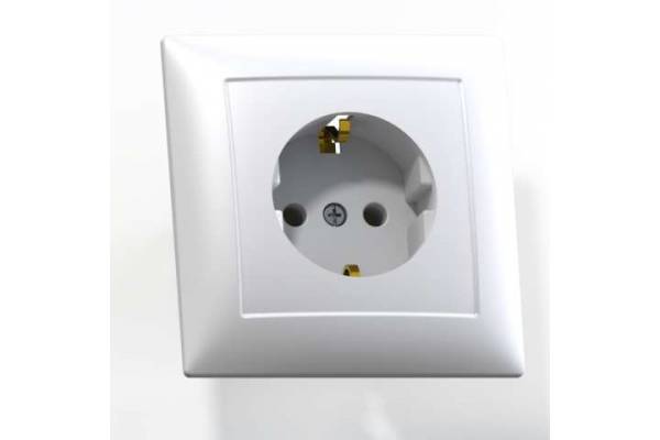 Розетка 1-м СП Селена РС16-370 16А IP20 с заземл. бел. Кунцево 8111