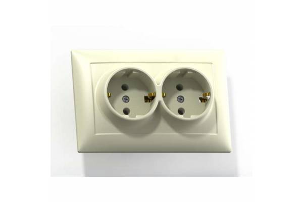 Розетка 2-м СП Селена РС16-372 16А IP20 с заземл. сл. кость Кунцево 8148