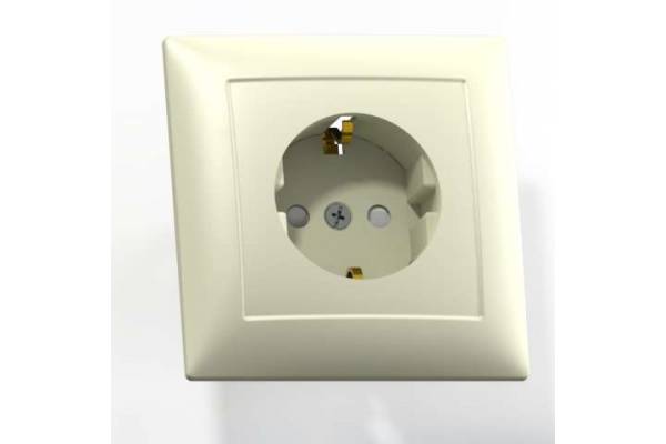 Розетка 1-м СП Селена РС16-400 16А IP20 с заземл. защ. шторки сл. кость Кунцево 8151