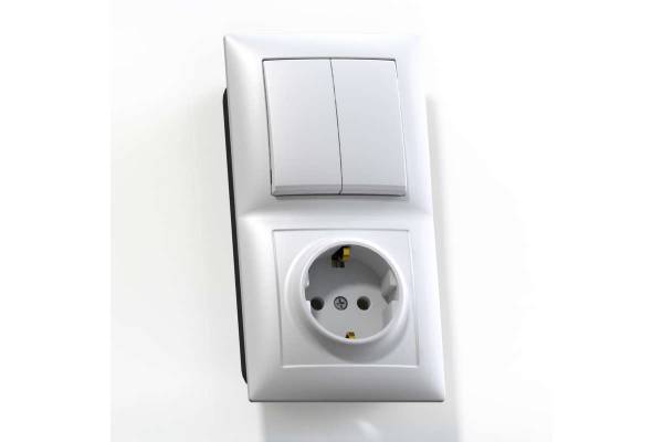 Блок СП БКВР-412 Селена (2-кл. выкл. + розетка с заземл.) бел. Кунцево 8208