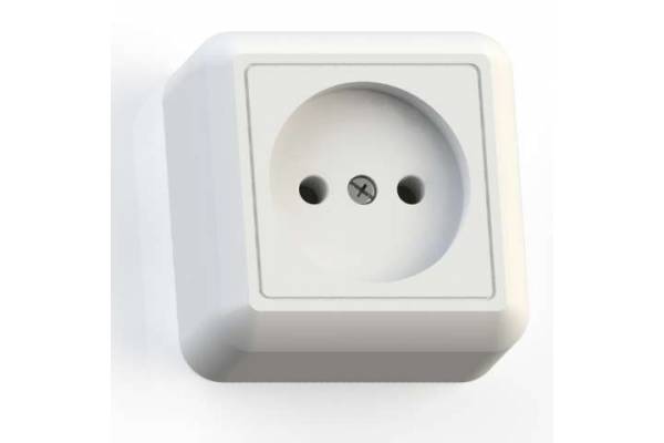 Розетка 1-м ОП Оптима РА10-375 10А IP20 без заземл. с монтаж. пластиной бел. Кунцево 8006
