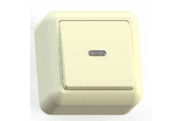 Выключатель 1-кл. ОП Оптима 10А IP20 А110-386 с индикацией с монтаж. пластиной сл. кость Кунцево 8031