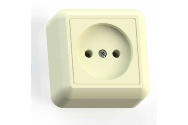 Розетка 1-м ОП Оптима РА10-375 10А IP20 без заземл. с монтаж. пластиной сл. кость Кунцево 8035