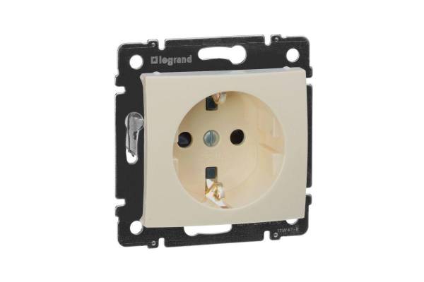 Механизм розетки 1-м СП Valena 16А IP21 230/250В 2P+E с заземл. защ. шторки на винтах сл. кость Leg 774321