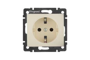 Механизм розетки 1-м СП Valena 16А IP21 230/250В 2P+E с заземл. защ. шторки на винтах сл. кость Leg 774321