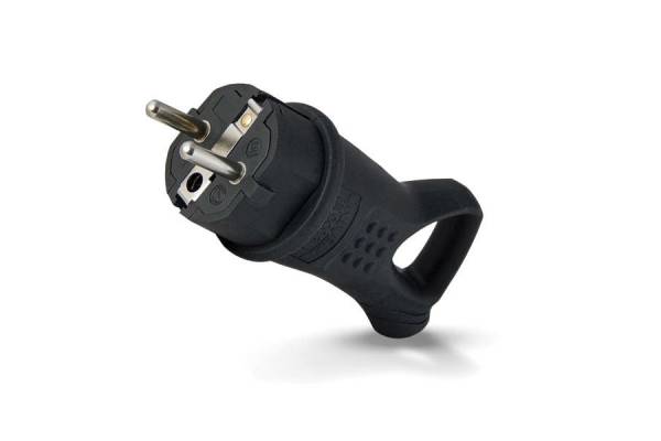 Вилка угловая однофазная с ушком (каучук) UNIVersal 0003