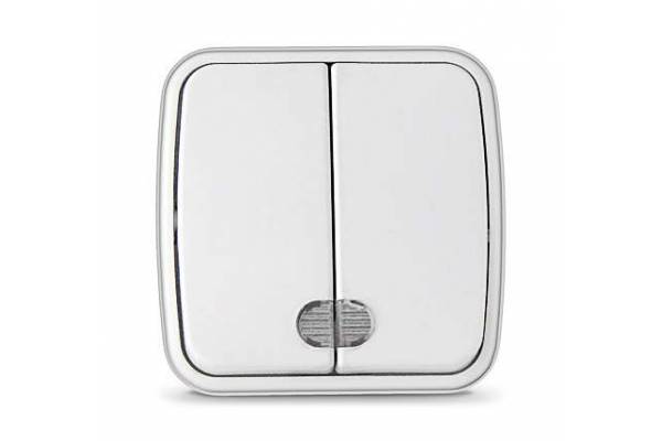 Выключатель 2-кл. ОП Электра 10А IP20 с подсветкой бел. Союз 0030