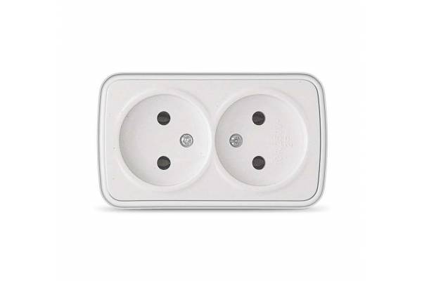 Розетка 2-м ОП Электра 16А IP20 без заземл. бел. Союз 0024