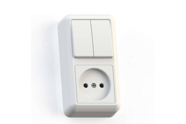 Блок комбинированный ОП БКВР-404 Оптима (2-кл. выкл. + розетка) бел. Кунцево 8062