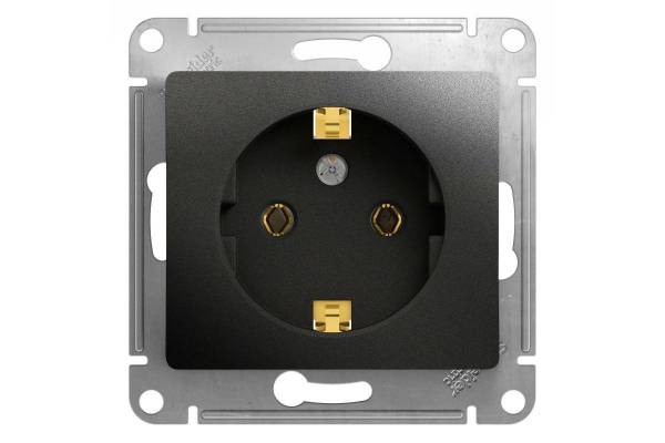 Механизм розетки 1-м СП 1мод. Glossa 16А IP20 с заземл. антрацит SchE GSL000743