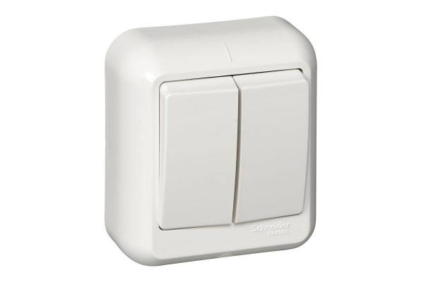 Выключатель 2-кл. ОП Прима 10А IP20 бел. (опт. упак.) SchE VA5U-214-B