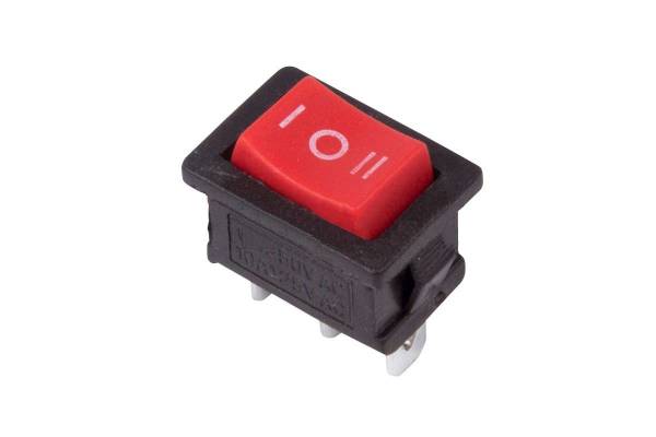 Выключатель клавишный 250В 6А (3с) ON-OFF-ON красн. с нейтралью Mini (RWB-205; SC-768) REXANT 36-2144