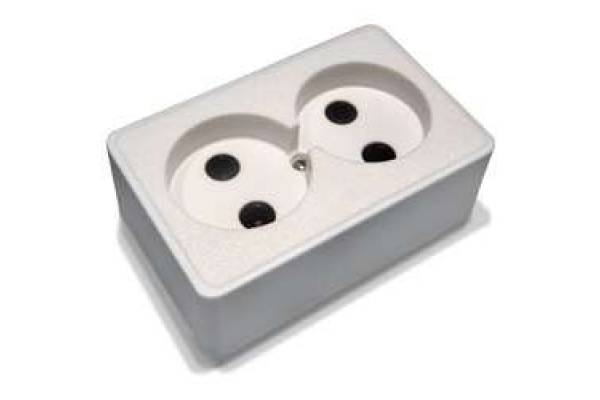 Розетка 2-м ОП РА10-У04(У01) 10А IP20 универс. бел. БЕЛ. ЦЕРКОВЬ РА10-У04