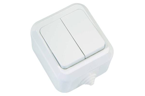 Выключатель 2-кл. ОП 10А IP44 п/герм. бел. Makel 18301