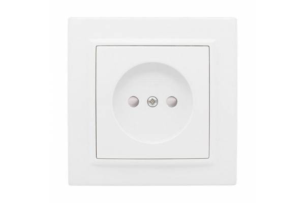Розетка 1-м СП Минск 10А IP20 без заземл. защ. шторки бел. Basic EKF ERR10-022-100