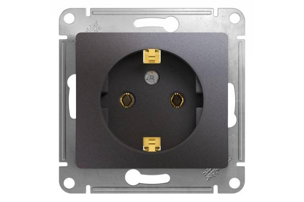 Механизм розетки 1-м СП Glossa 16А IP20 250В с заземл. графит SchE GSL001343