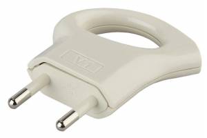 Вилка V1 6А без заземл. с кольцом непрямой ввод (10/200/9600) бел. ЭРА Б0019182