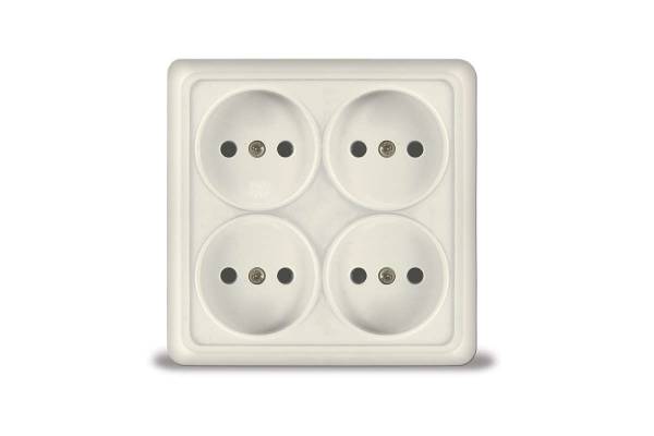 Розетка 4-м ОП Олимп 16А IP20 квадрат. без заземл. сл. кость UNIVersal 1170