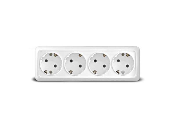 Розетка 4-м ОП Олимп с заземл. бел. UNIVersal 1163