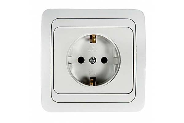 Розетка 1-м CLASSICO с заземл. 2028 бел. ASD / IN HOME 4680005959907