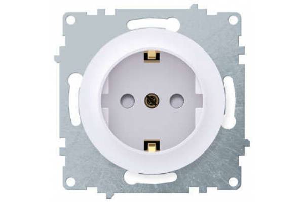 Механизм розетки 1-м СП Florence 16А IP20 с заземл. винт. контакты защ. шторки бел. 1E10101300 OneKeyElectro 2172764