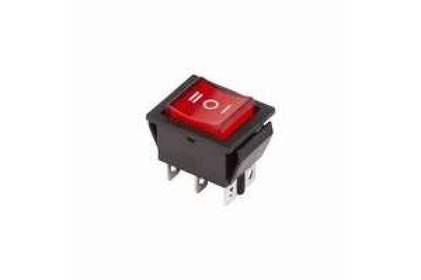 Выключатель клавишный 250В 15А (6с) ON-OFF-ON RWB-509 SC-767 красн. с подсветкой и нейтралью Rexant 36-2390