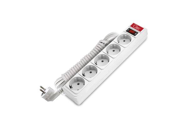 Удлинитель с сетевым фильтром 5х5м 10А ПВС 3х0.75 бел. Союз 1327