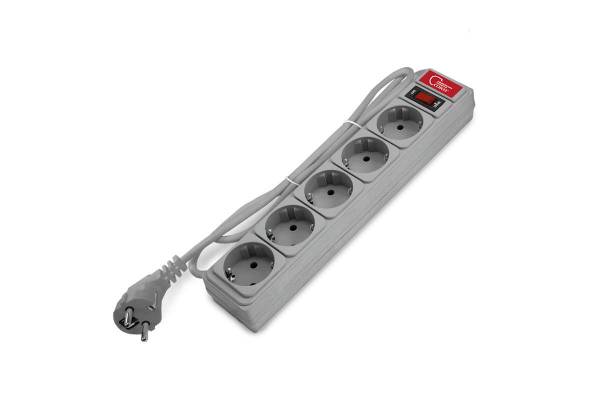 Удлинитель с сетевым фильтром 5х1.5м 10А ПВС 3х0.75 сер. Союз 1328