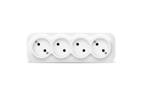 Розетка 4-м ОП 10А IP20 без заземл. бел. IONICH 1446