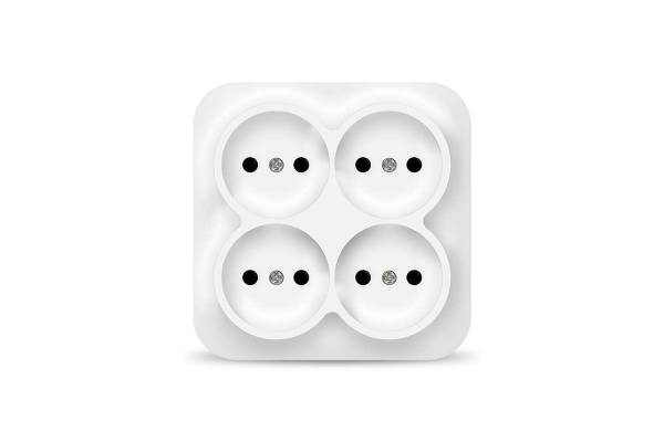 Розетка 4-м ОП 10А IP20 квадрат. без заземл. бел. IONICH 1448