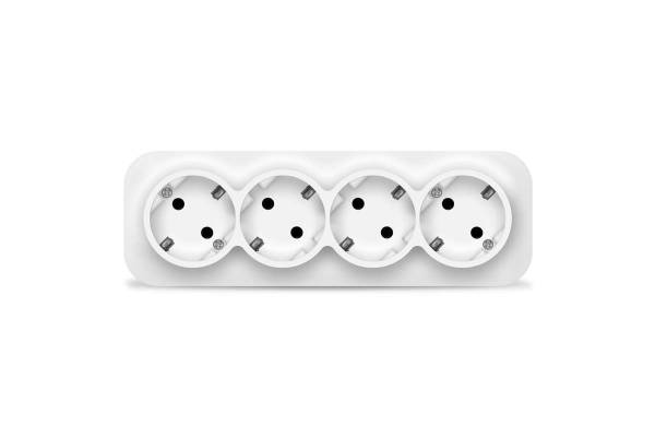 Розетка 4-м ОП 16А IP20 с заземл. бел. IONICH 1447