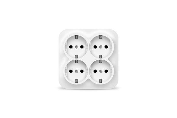 Розетка 4-м ОП 16А IP20 с заземл. бел. квадрат IONICH 1449