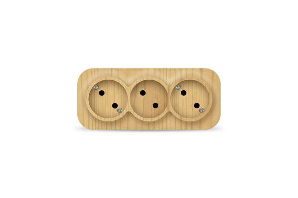 Розетка 3-м ОП 10А IP20 без заземл. сосна IONICH 1455