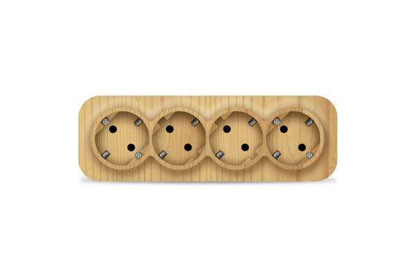 Розетка 4-м ОП 16А IP20 с заземл. сосна IONICH 1457