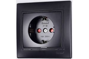 Розетка 1-м СП Мира защ. шторки с заземл. керамика черн. бархат LEZARD 701-4242-124