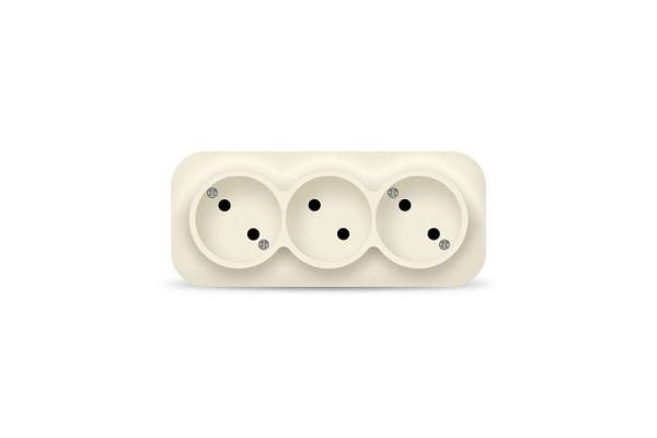 Розетка 3-м ОП 10А IP20 без заземл. сл. кость IONICH 1450