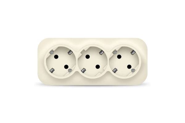 Розетка 3-м ОП 16А IP20 с заземл. сл. кость IONICH 1429