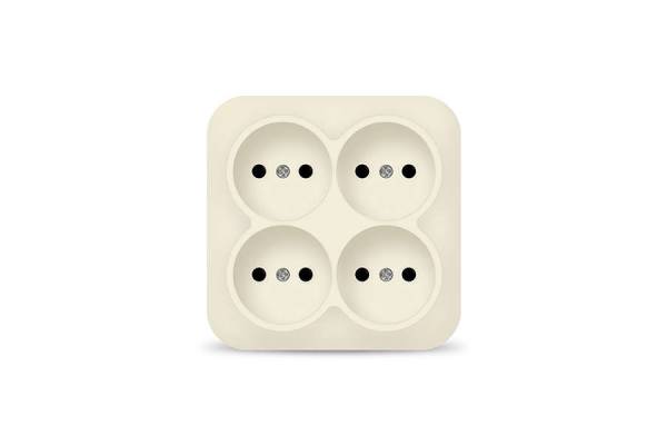 Розетка 4-м ОП 10А IP20 квадрат. без заземл. сл. кость IONICH 1453