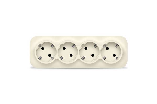 Розетка 4-м ОП 16А IP20 с заземл. сл. кость IONICH 1452