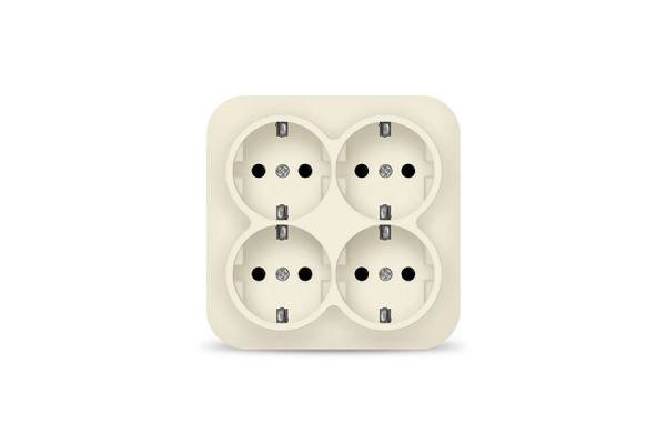 Розетка 4-м ОП 16А IP20 с заземл. сл. кость квадрат IONICH 1454