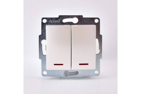 Механизм выключателя 2-кл. 1п СП Karina 10А IP20 с подсветкой жемчуж./бел. перламутр. LEZARD 707-3088-112