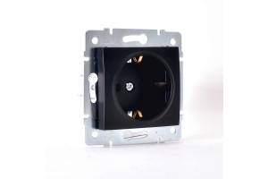 Механизм розетки 1-м СП KARINA термопласт с заземл. черн. бархат LEZARD 707-4288-122B