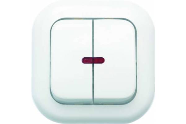 Выключатель 2-кл. СП Валентина 10А IP20 С56-175 с индикацией бел. Кунцево 7649