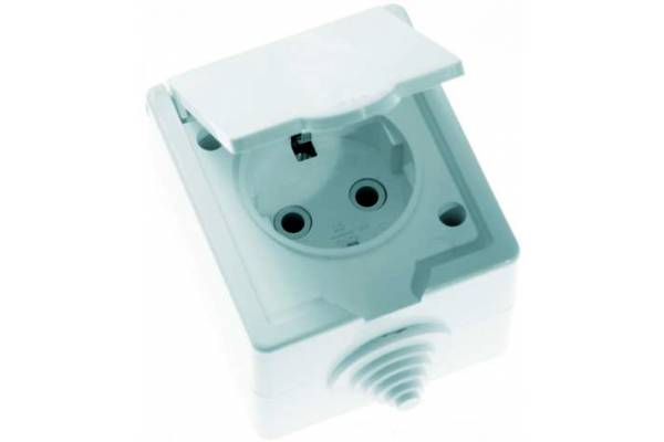 Розетка 1-м ОП РА16-660 10А IP44 с заземл. бел. Кунцево 5906