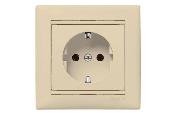 Розетка 1-м СП Valena 16А IP20 230/250В 2P+E с заземл. на винтах в сборе сл. кость Leg 774323