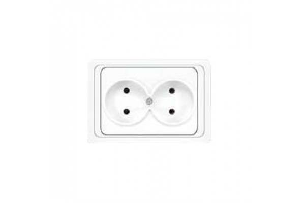 Розетка 2-м СП Валери 16А IP20 без заземл. бел. UNIVersal В0102