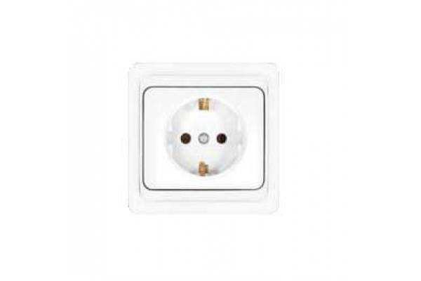Розетка 1-м СП Валери 16А IP20 с заземл. бел. UNIVersal В0028
